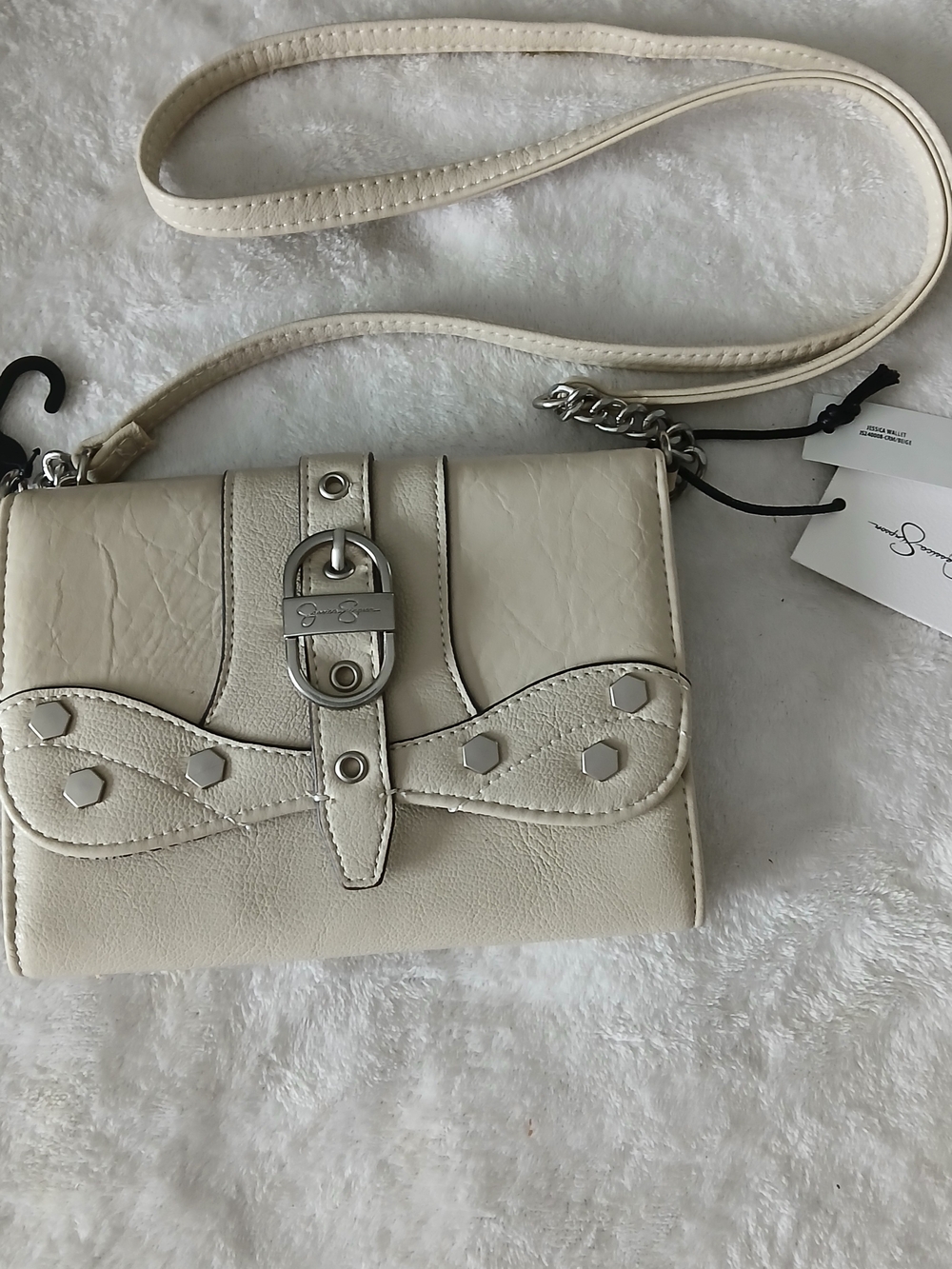 Jessica Simpson Cream Leather Crossbody Shoulder Bag [NWT]